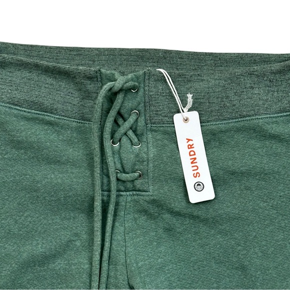 Sundry Green Sweat Pants Tie Front Stripe - Picture 2 of 4